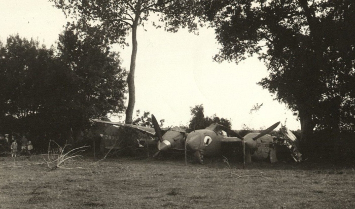 4-The wreckage of Adams' P-38 near Morannes