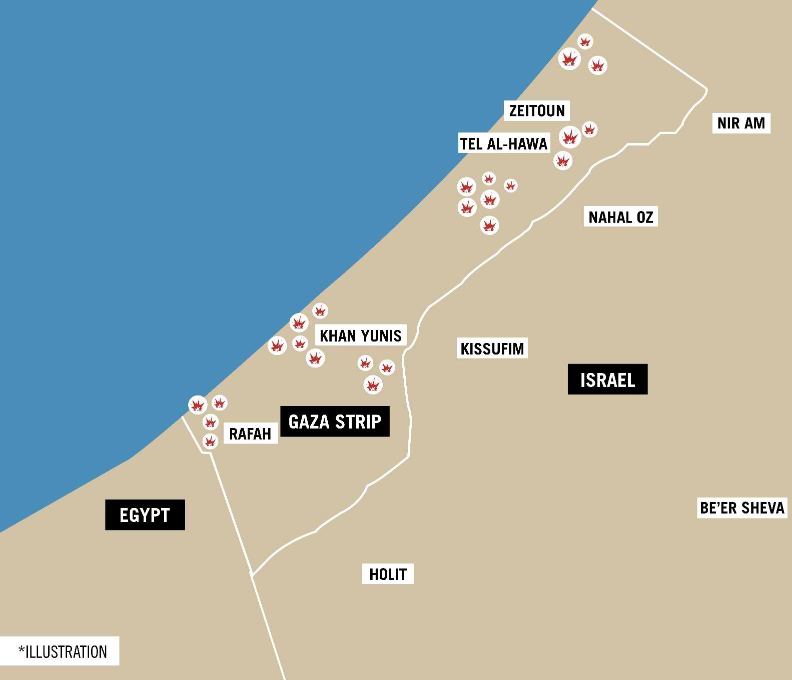 Sites in the Gaza Strip targeted by the IAF on October 17, 2018.