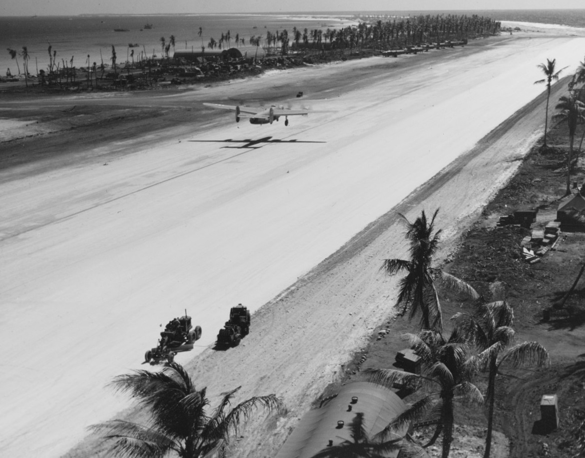 Consolidated_PB4Y-1_Liberator_takes_off_from_Eniwetok_Airfield_on_16_April_1944_(80-G-K-1690)